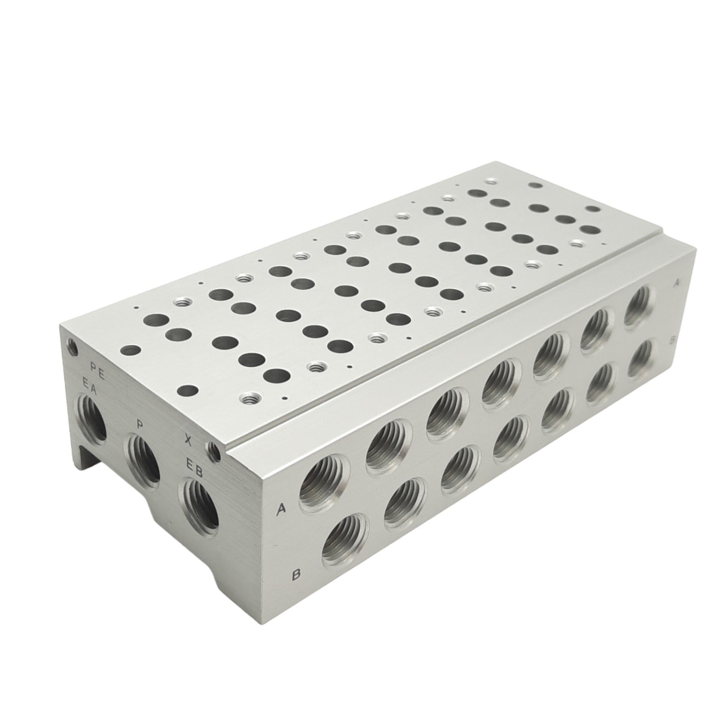 New SMC SS5Y7-42-07-02T Base Mounted Manifold Block, 1/4in NPTF, 7 Stations