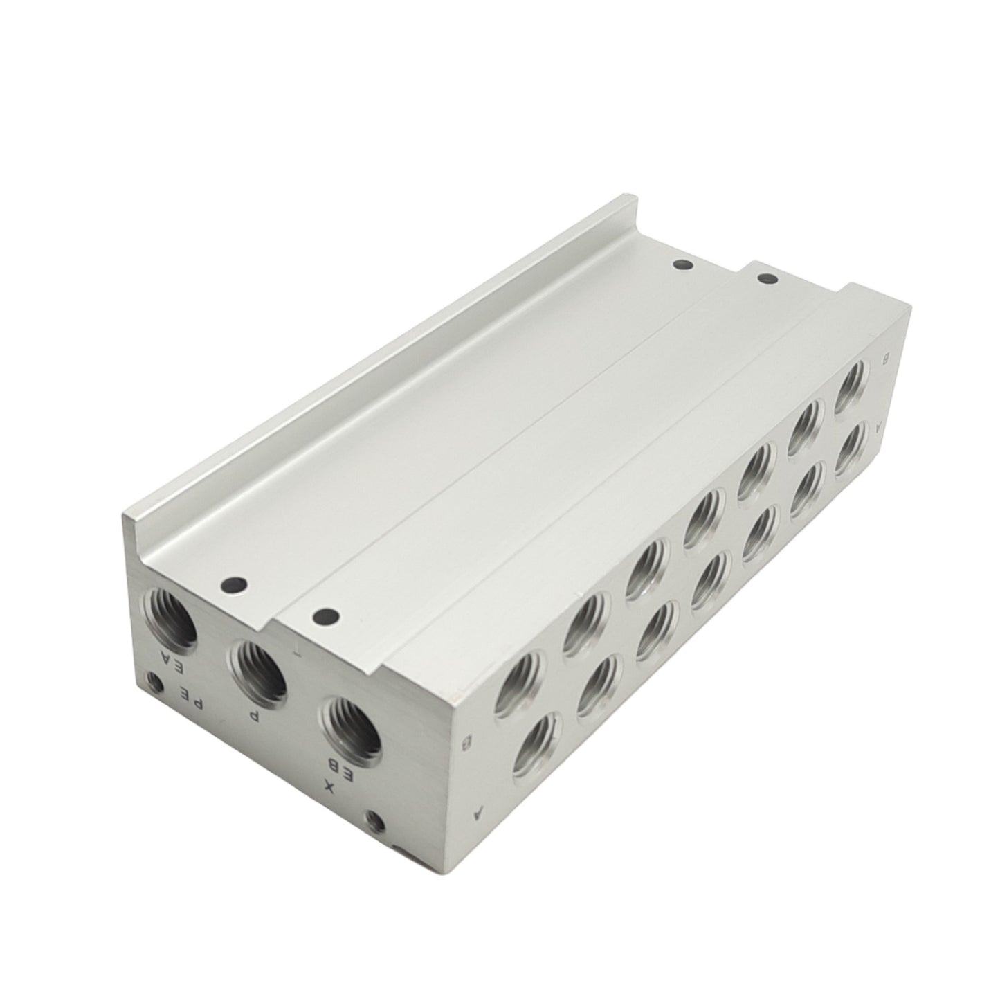 New SMC SS5Y7-42-07-02T Base Mounted Manifold Block, 1/4in NPTF, 7 Stations