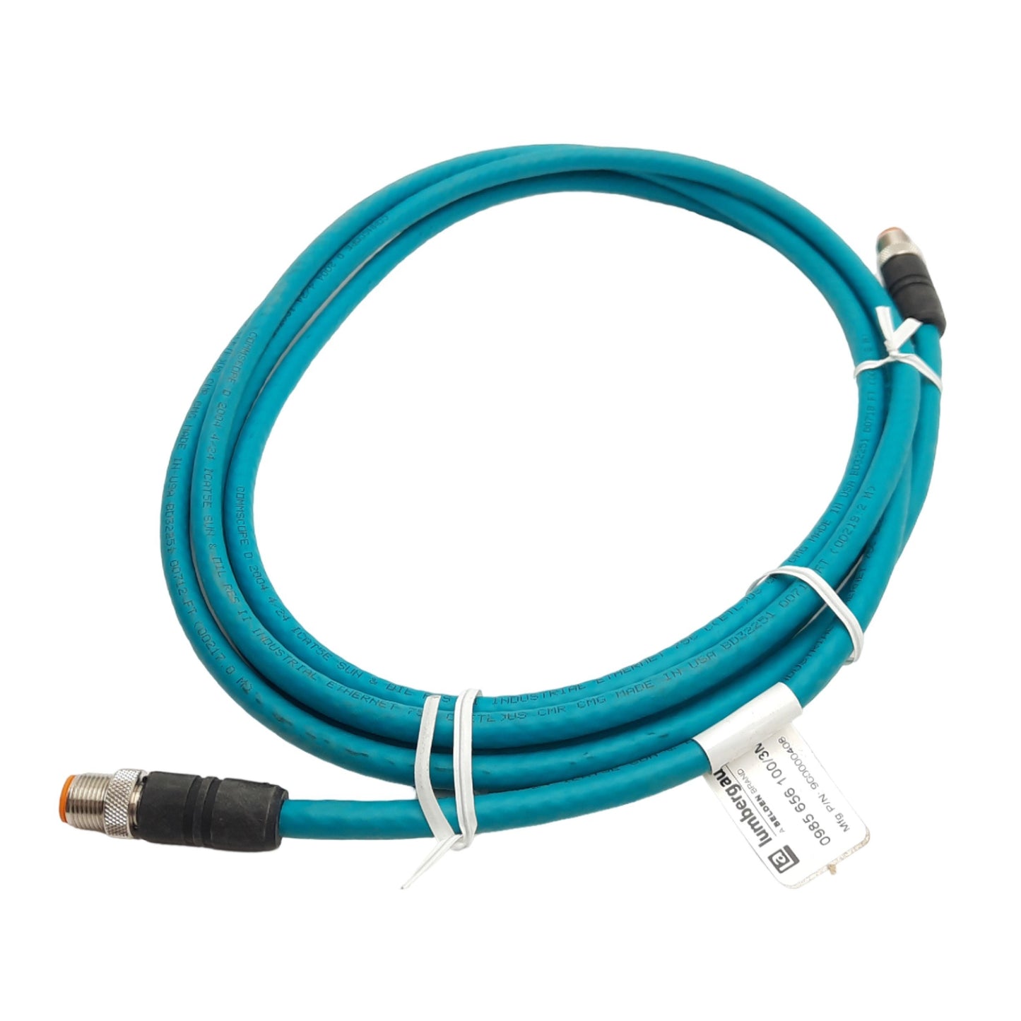New Lumberg Automation 0985 656 100/3M PLC Ethernet Cable, M12 8-Pin Male/Male