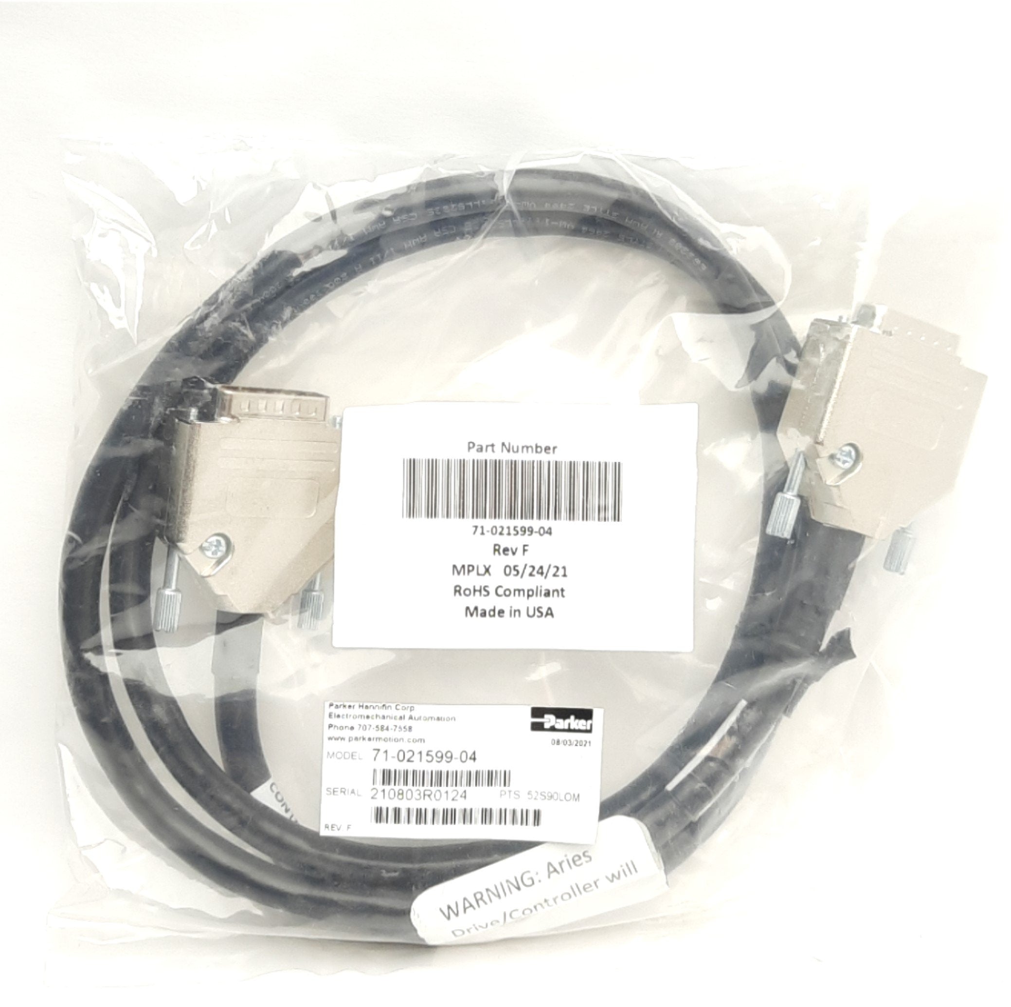 Parker 71-021599-04 ACR Controller to Aries Drive Analog Command Cable ...