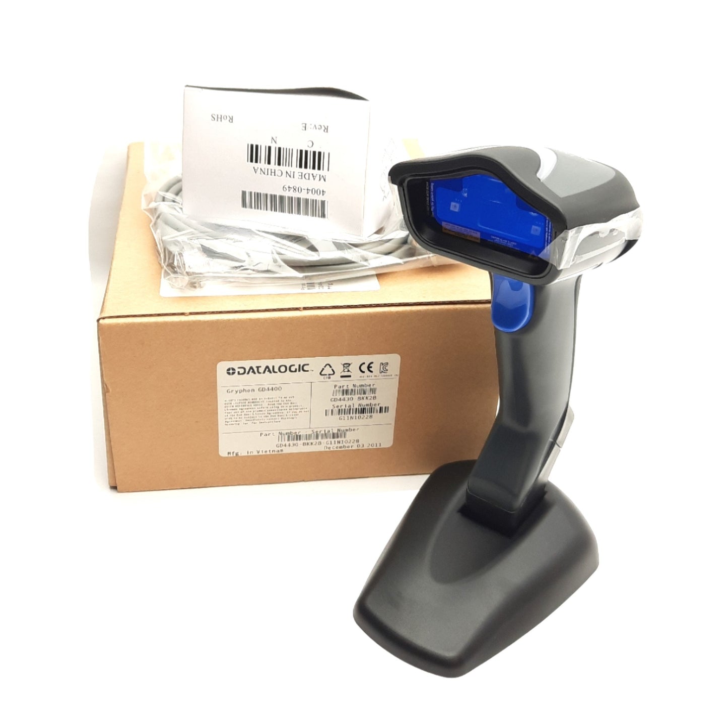 New Datalogic GD4430-BKK2B Handheld Bar Code Scanner, RJ45 Connector, 5VDC
