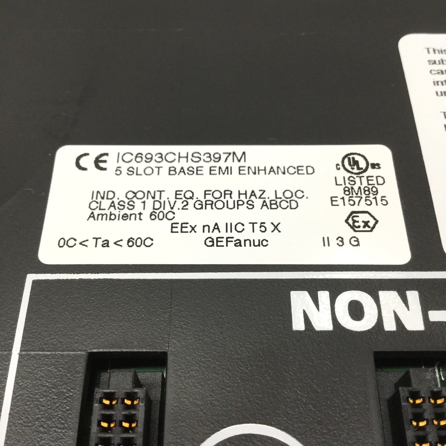 Used GE Fanuc IC693CHS397M Series 90-30 PLC 5-Slot Base Rack Mount, EMI Enhanced