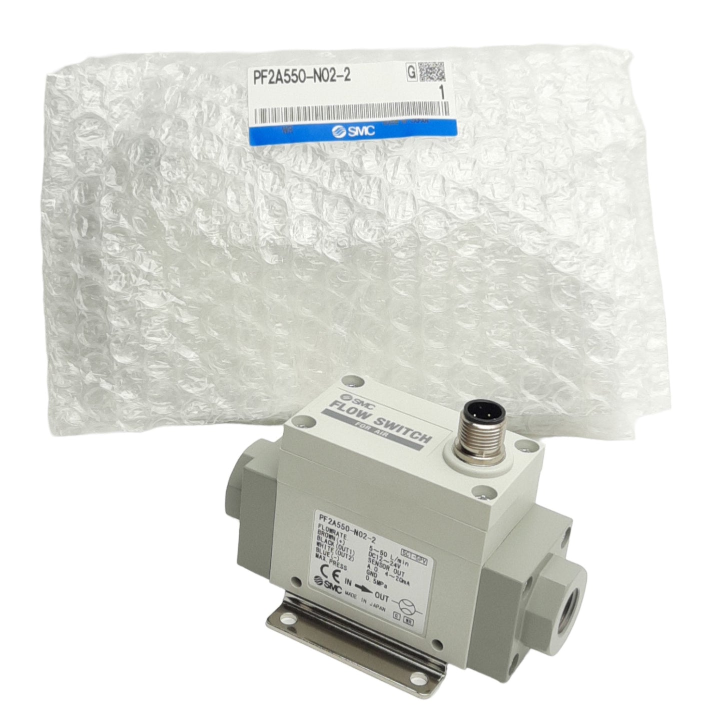 New SMC PF2A550-N02-2 Digital Flow Sensor For Air, 5-50l/min, 1/4in NPT, 4-20mA