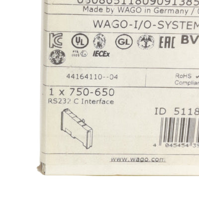New Wago 750-650 I/O-System Serial Interface Module RS-232C 9600 Baud, 8 Data/1 Stop
