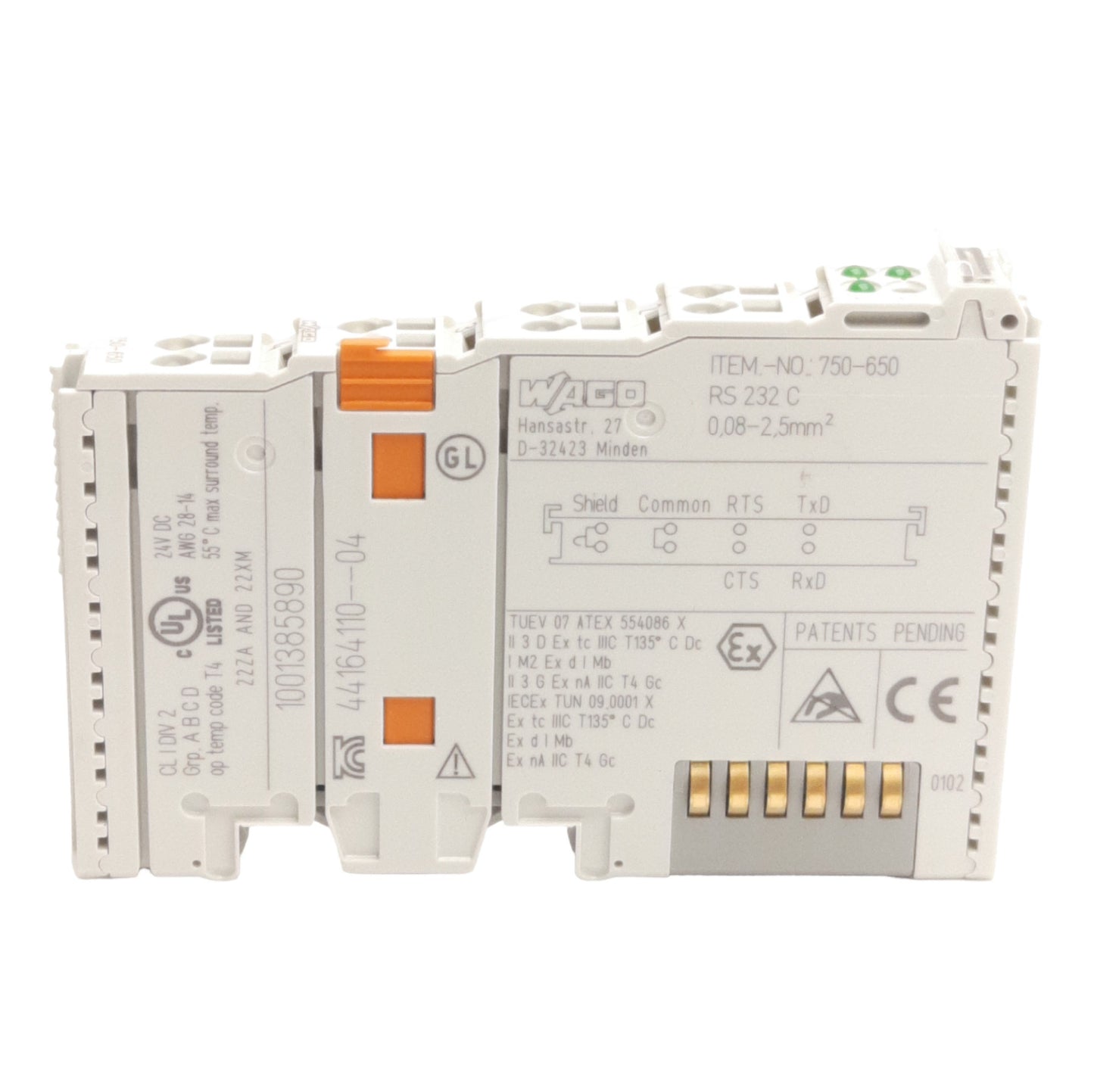 New Wago 750-650 I/O-System Serial Interface Module RS-232C 9600 Baud, 8 Data/1 Stop