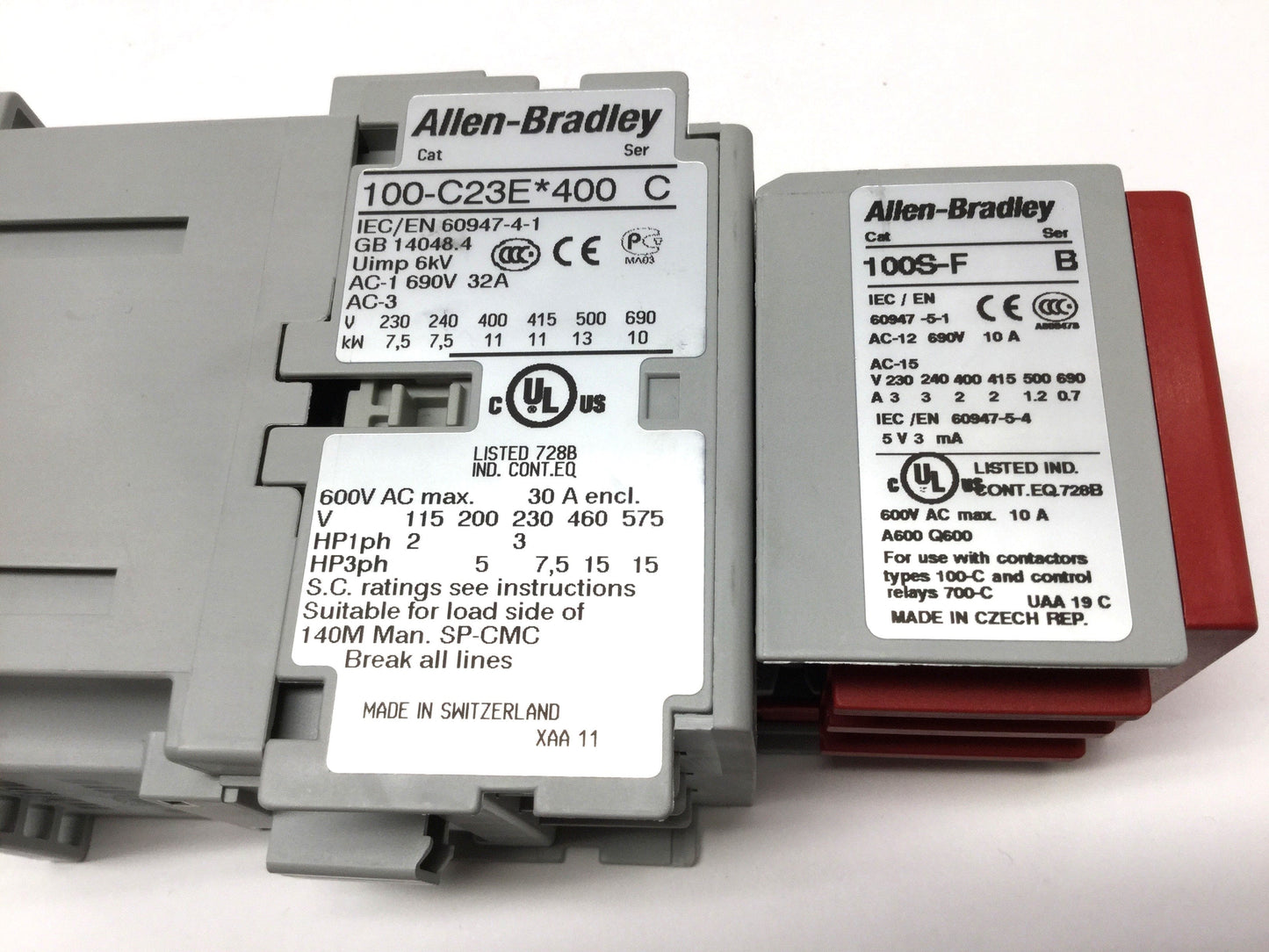 Used Allen Bradley 100S-C23EJ422BC Guardmaster Safety Contactor 4-Pole+2NO-2NC, 24VDC