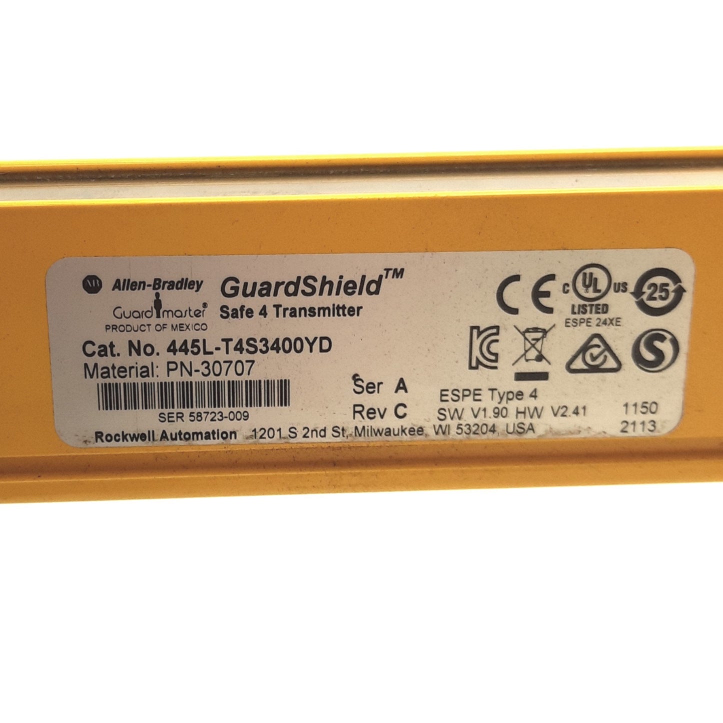 Used Allen Bradley 445L Micro400 GuardShield Light Curtain Transmitter/Receiver 300mm