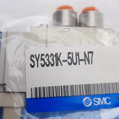 New SMC SY5331K-5U1-N7 Solenoid Valve, 3-Position, ø1/4in One Touch, 24VDC Coil
