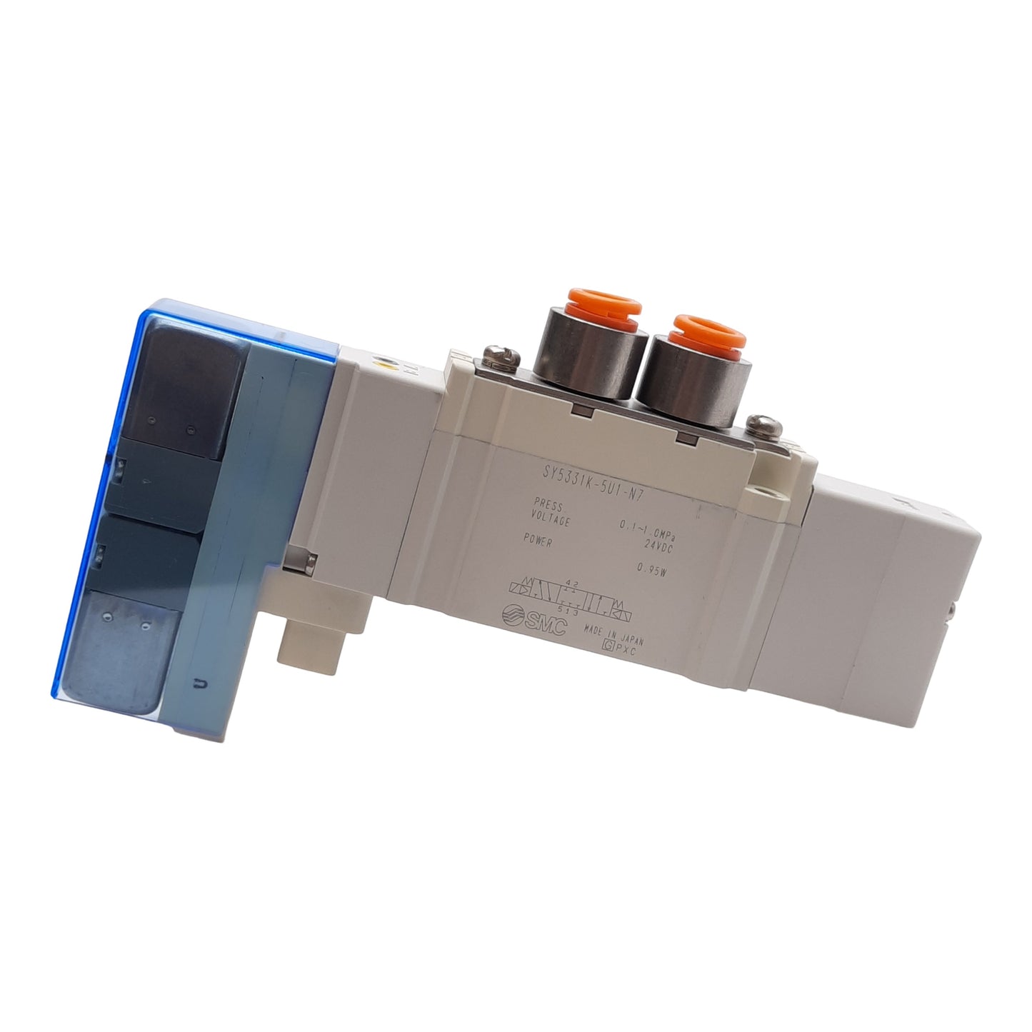 New SMC SY5331K-5U1-N7 Solenoid Valve, 3-Position, ø1/4in One Touch, 24VDC Coil