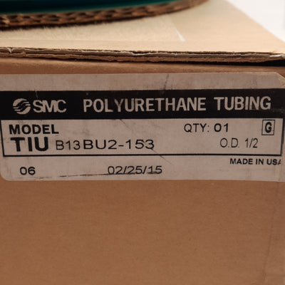 New SMC TIUB13BU2-153 Clear Blue Polyurethane Tubing, ø1/2in OD, ø3/8in ID, 500ft
