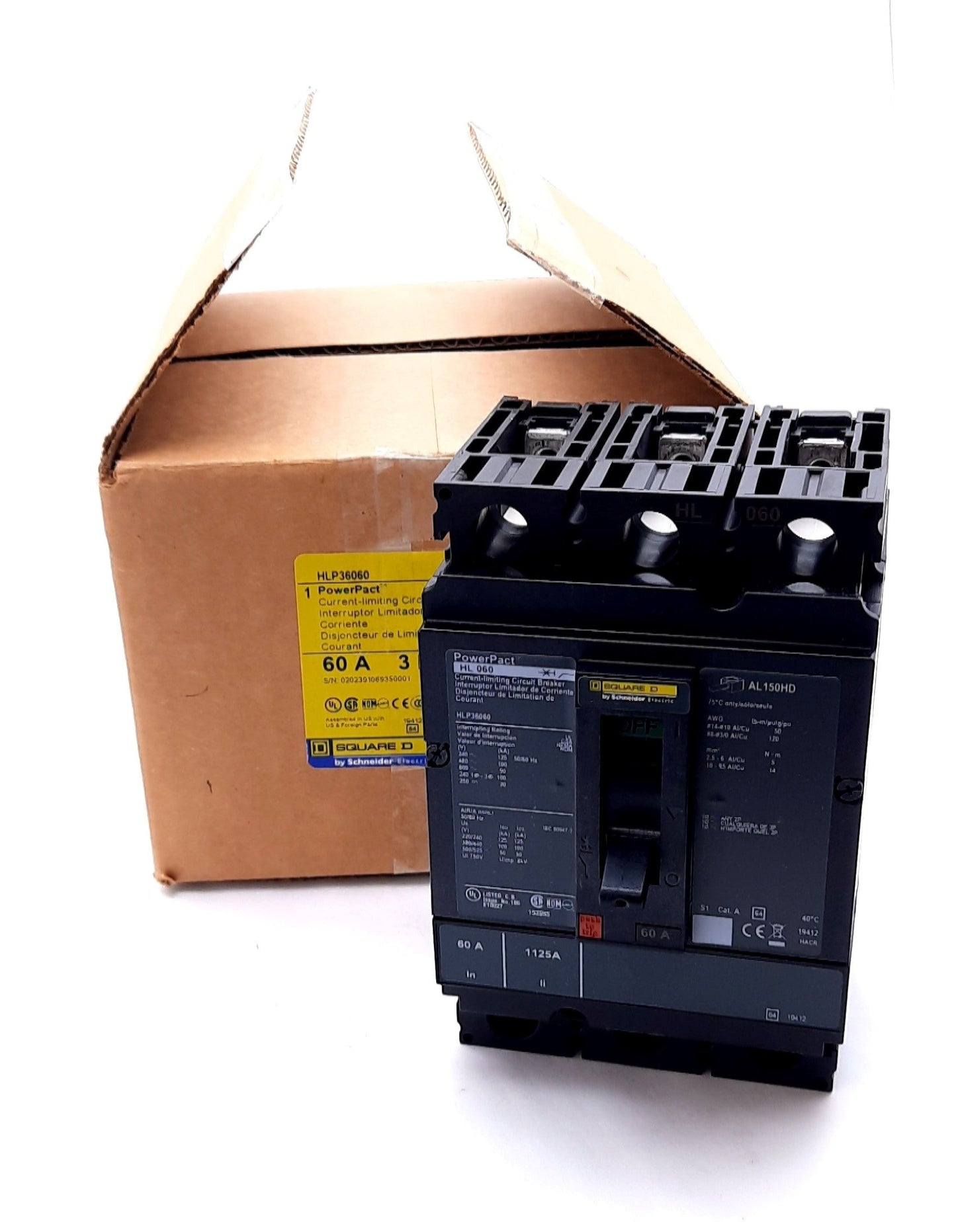 New Square D HLP36060 Current Limited Circuit Breaker 3 Pole 690VAC 60A