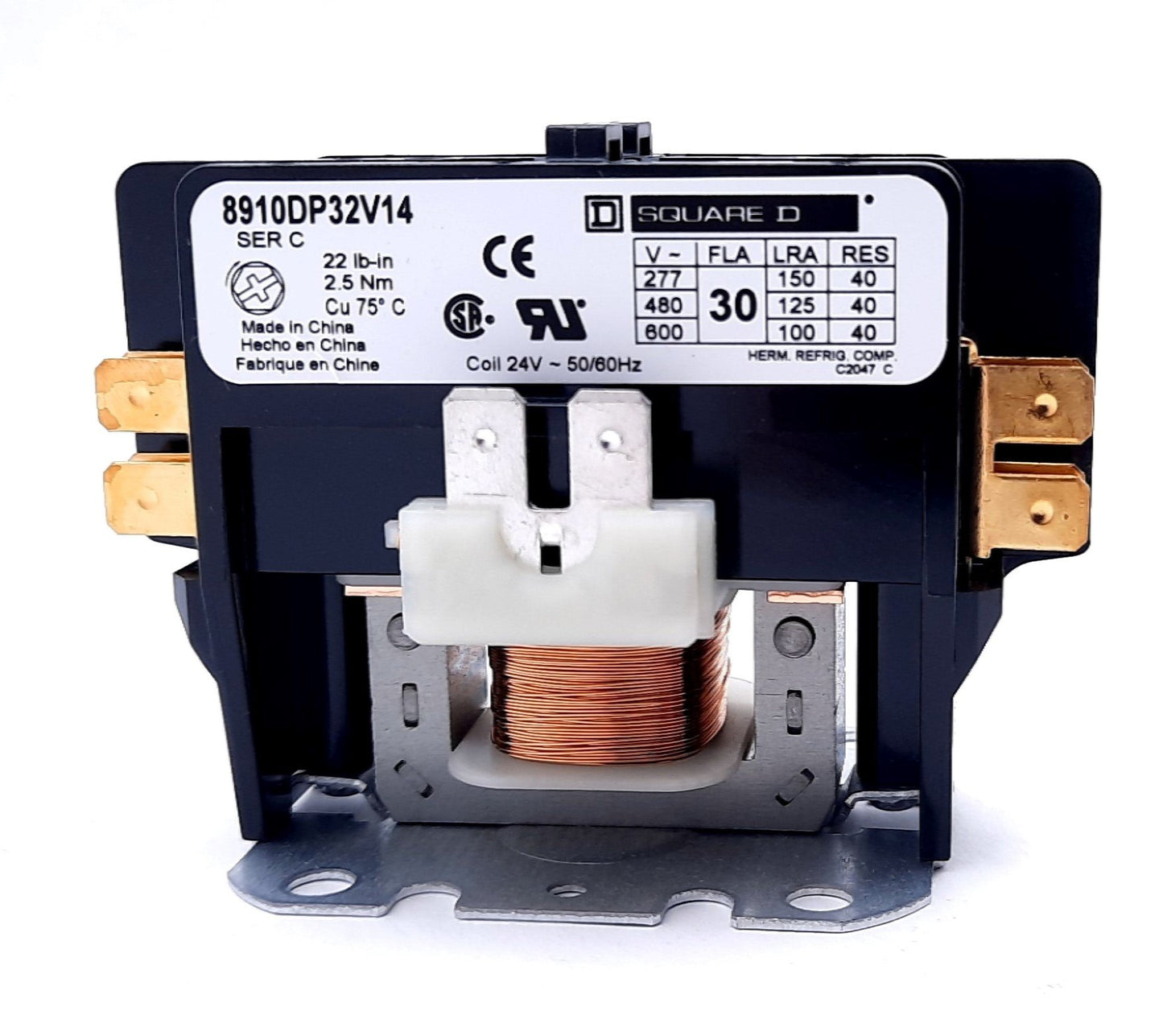 New Square D 8910DP32V14 Definite Purpose Magnetic Contactor 2 Pole N.O 24VAC 600VAC