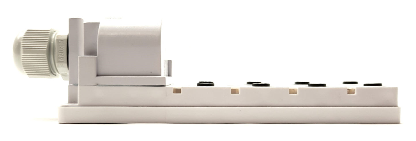 Used Mencom JDC-840-011-F000 Wireable Home Run Junction Box 8 Port 4-Pin M12 Female