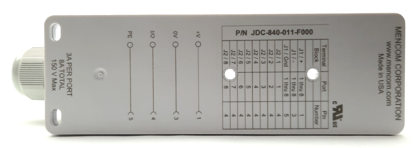 Used Mencom JDC-840-011-F000 Wireable Home Run Junction Box 8 Port 4-Pin M12 Female