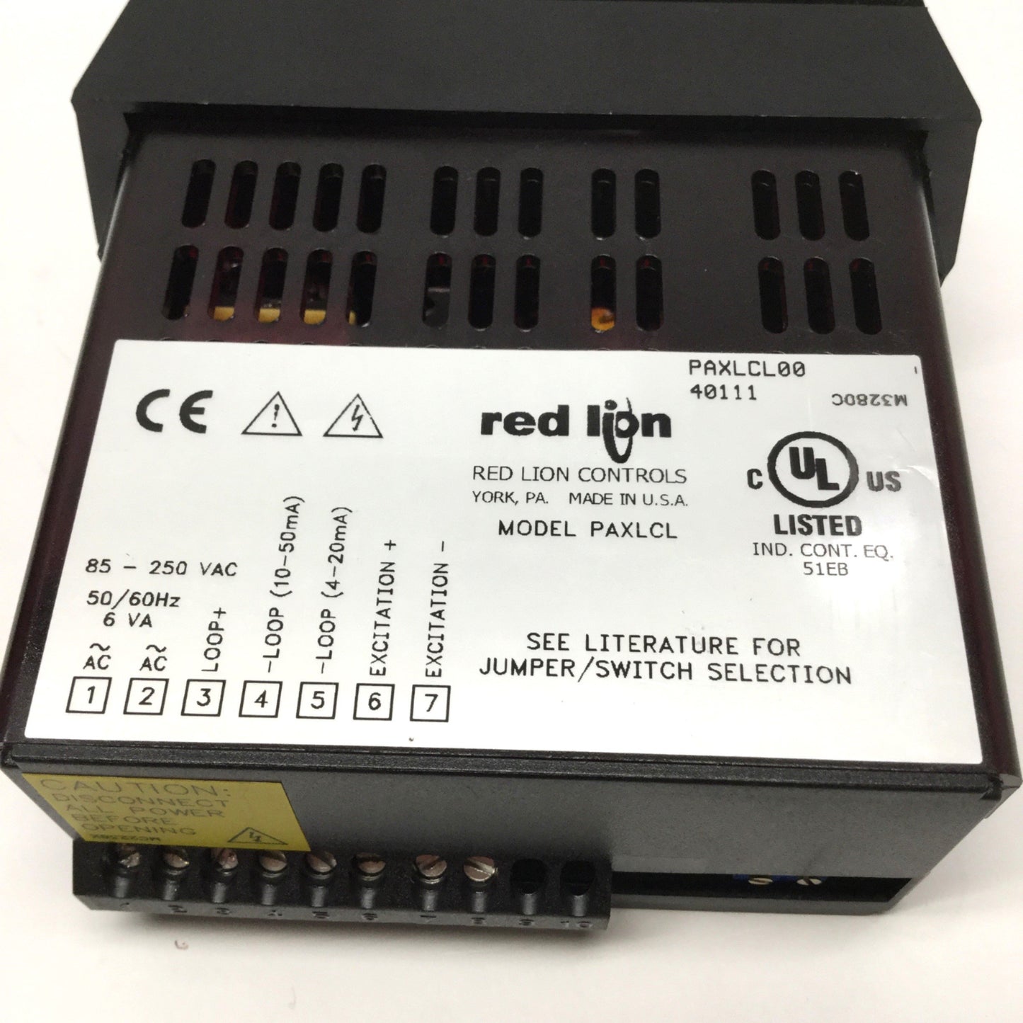 Used Red Lion PAXLCL00 Current Loop Meter, Dual Range, 4-20mA/10-50mA, 115/230VAC