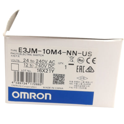 New Omron E3JM-10M4-NN-US Thu-Beam Sensor, 10m Range, ø14.8mm Object, 240VAC/DC