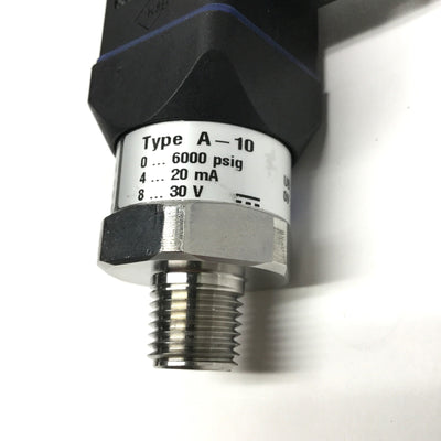 Used Wika A-10 Pressure Transmitter, 0-6000psi Range, 10-30VDC Supply, 4-20mA Output