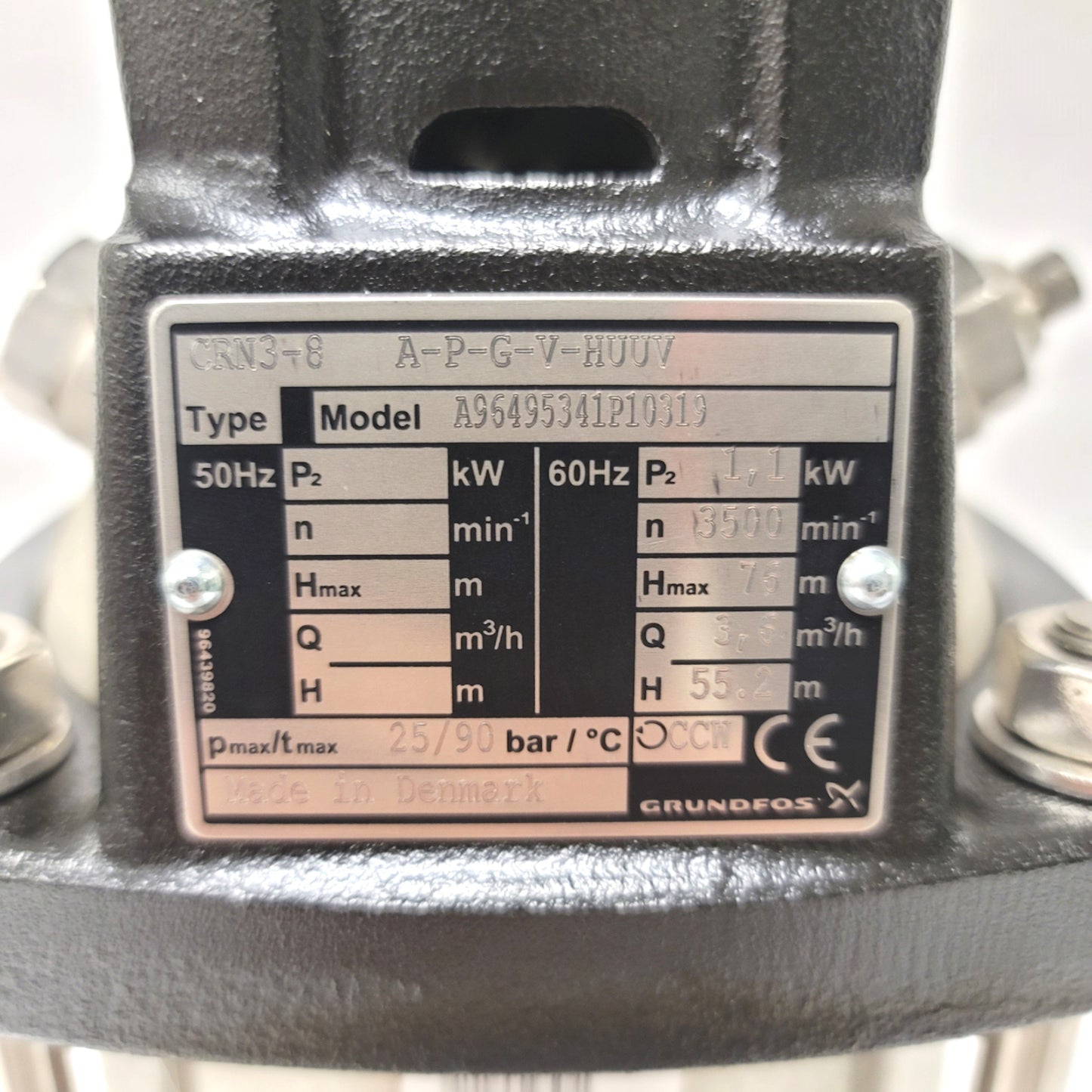 New – Open box Grundfos CRN3-8 A-P-G-V-HUUV Vertical Multistage Pump 3.6m³/h, 1.5HP, 240/480VAC