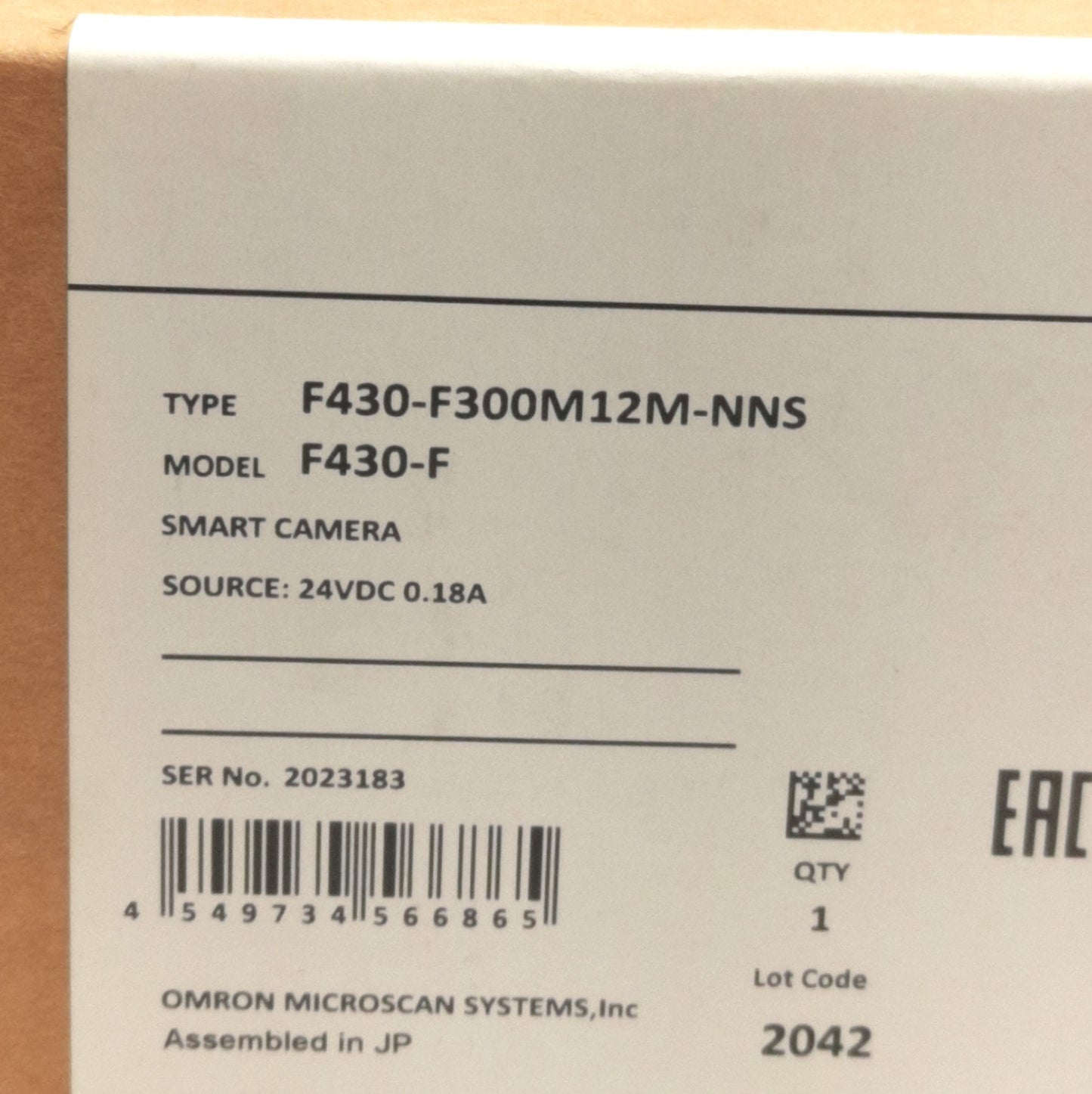 New Omron F430-F300M12M-NNS Smart Camera, Monochrome, 1.2MP, 300mm FD, 1280x960