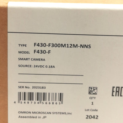 New Omron F430-F300M12M-NNS Smart Camera, Monochrome, 1.2MP, 300mm FD, 1280x960