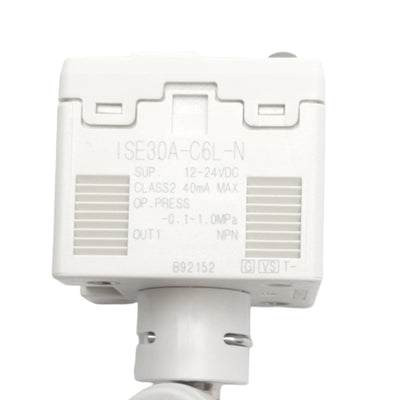 New SMC ISE30A-C6L-N Pressure Switch, -0.1 to 1.0MPa, ø6mm One-Touch, NPN, 12-24 VDC