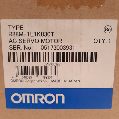 New Omron R88M-1L1K030T Servo Motor, 3-Phase 200VAC 5.2A 1kW, 3000RPM, 100mm Frame
