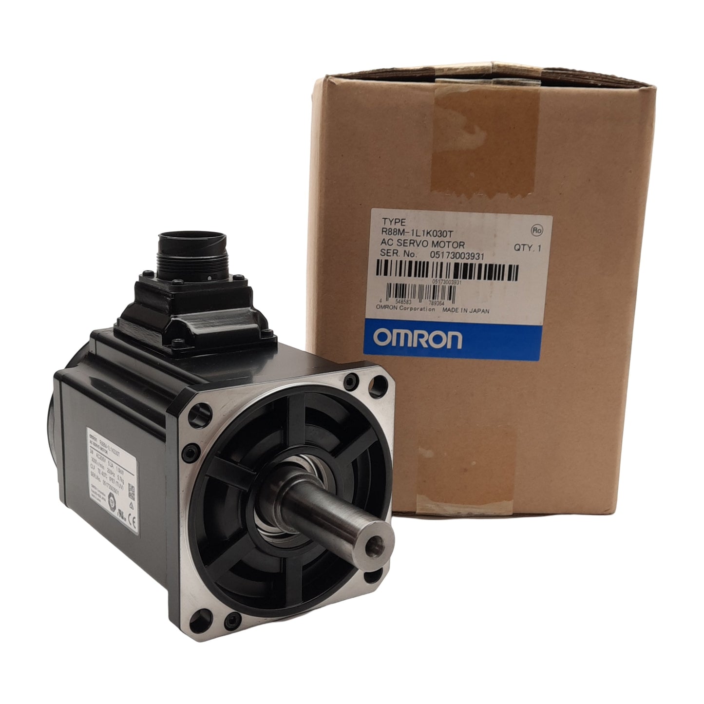New Omron R88M-1L1K030T Servo Motor, 3-Phase 200VAC 5.2A 1kW, 3000RPM, 100mm Frame
