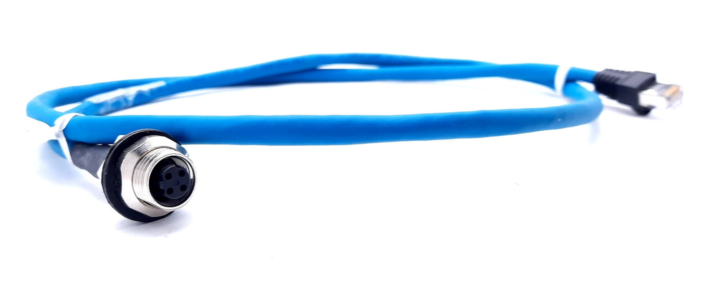 New – Open box Lumberg Automation 0985 YM57530 104/1M Cordset, RJ45 to M12 4-Pin Female, 1m