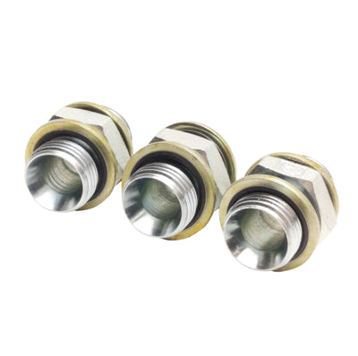 New Lot of 3 Stainless Steel Adapter Fittings, 3/8in BSPP Male to Male, w/ Washer