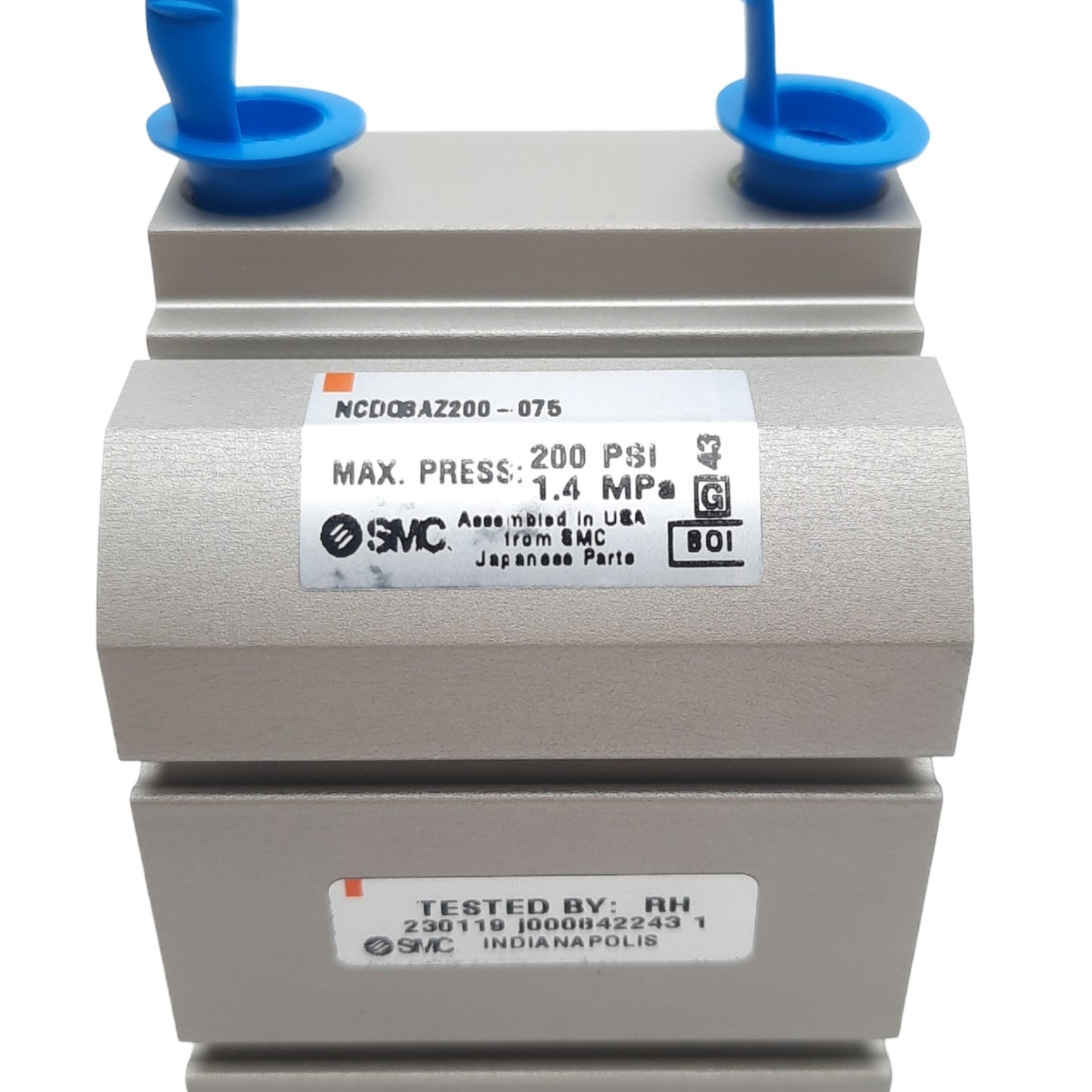 New SMC NCDQ8AZ200-075 Compact Cylinder, ø2in Bore, 3/4in Stroke, 1/8in NPT