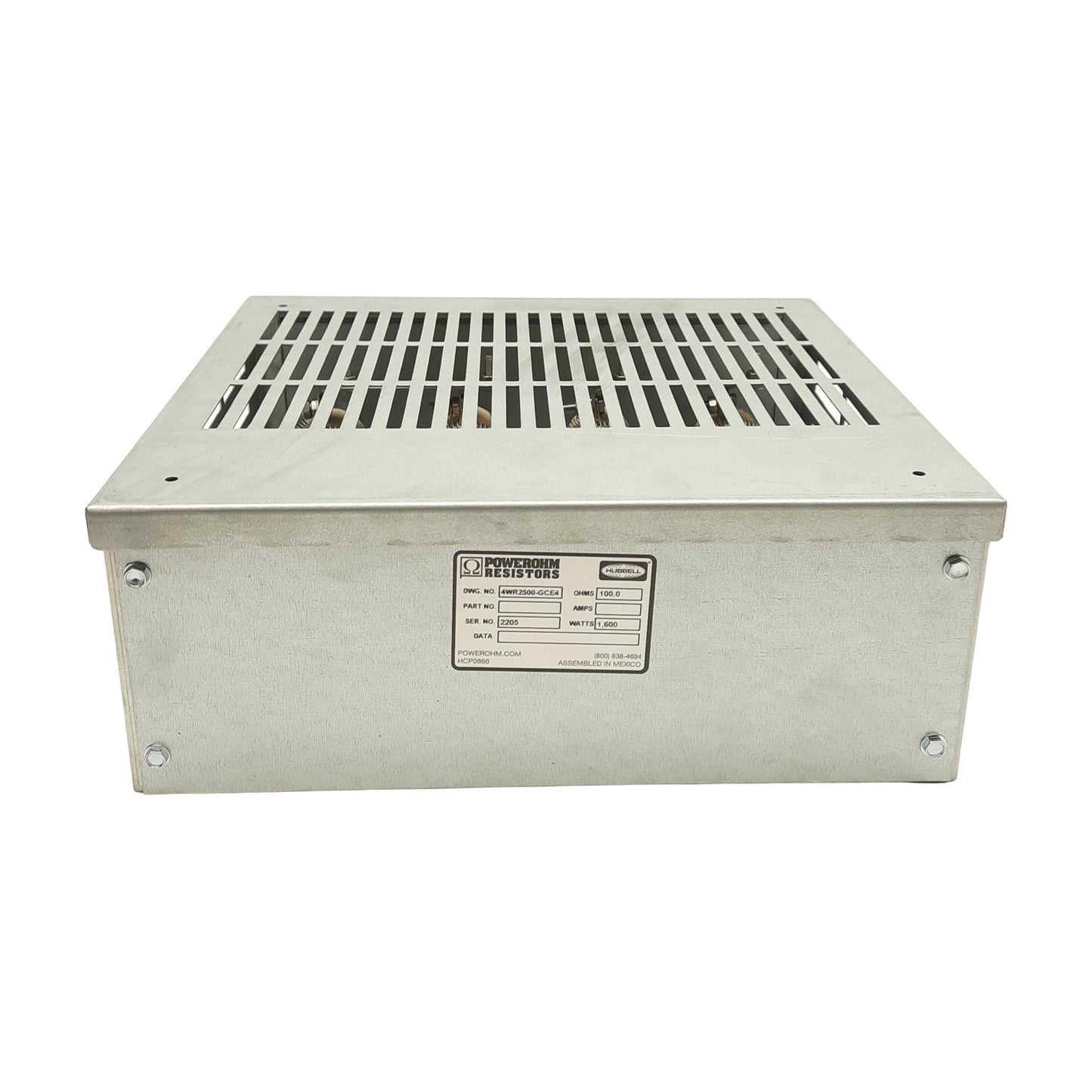 New Hubbell 4WR2500-GCE4 Powerohm Resistors Braking Resistor, 100 Ohms, 1600W