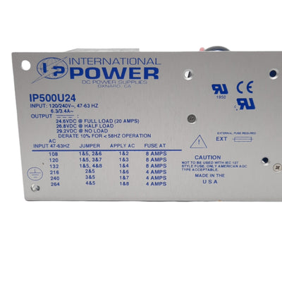 New International Power IP500U24 Power Supply 120/132/216/240VAC to 24VDC 20A 480W