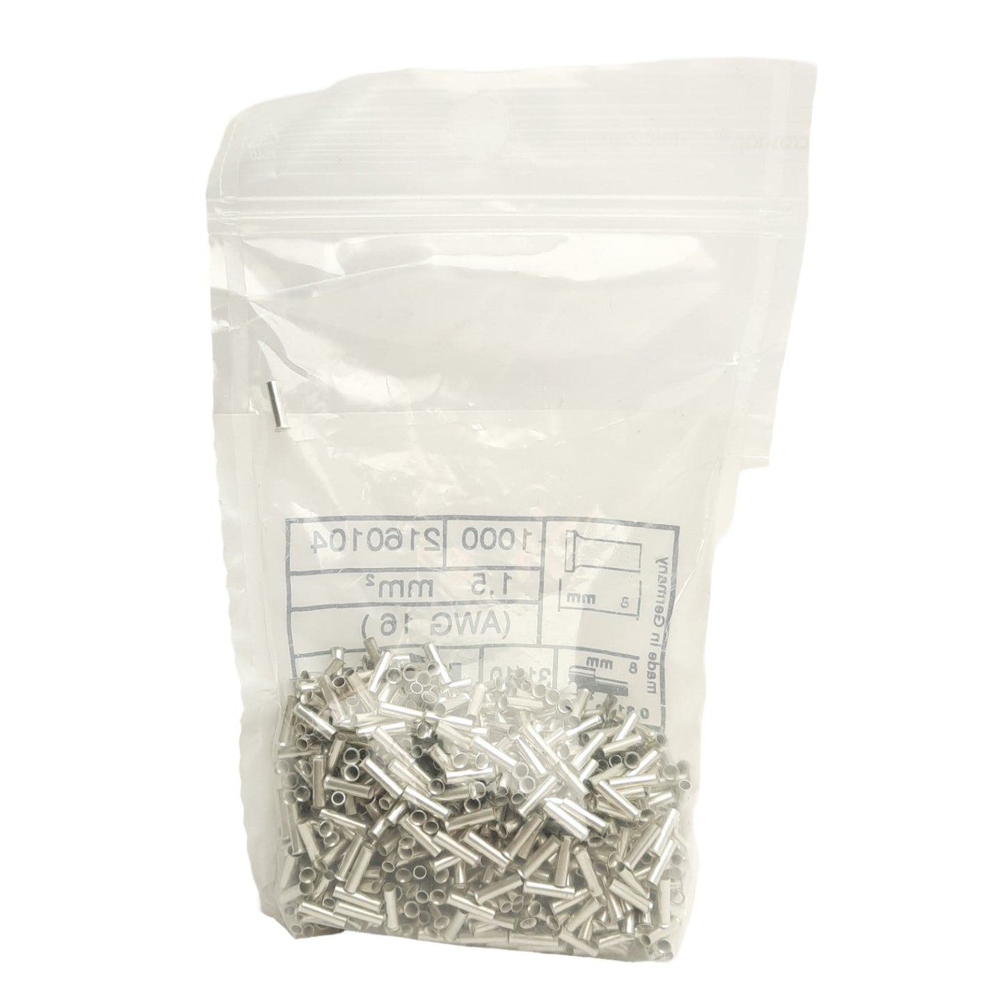 New Lot of 2000 Wago 216-104 Wire & Connector Ferrules, 16AWG, 1.5mm² x 8mm Length