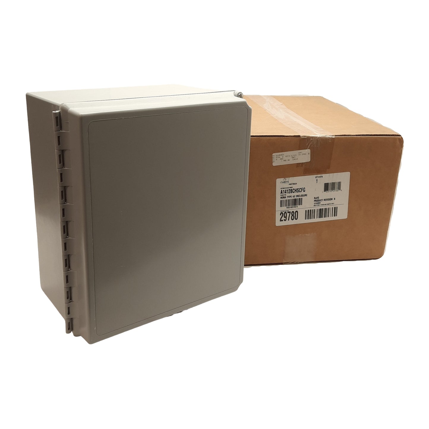 New nVent Hoffman A14128CHSCFG Fiberglass Enclosure, 14in x 12in x 8in, NEMA 4X