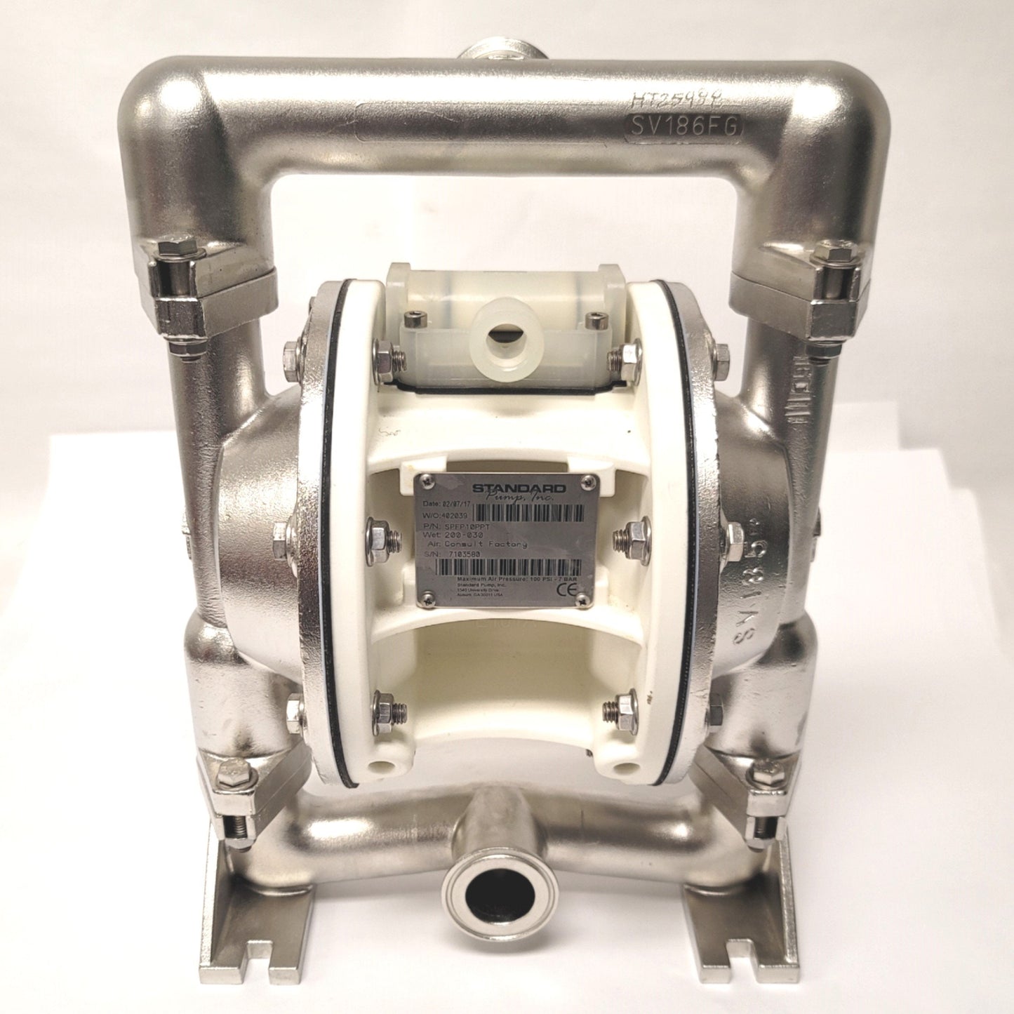 Used Standard Pump SPFP10PPT 1" Air Operated Double Diaphragm Pump, 0-36GPM, PTFE
