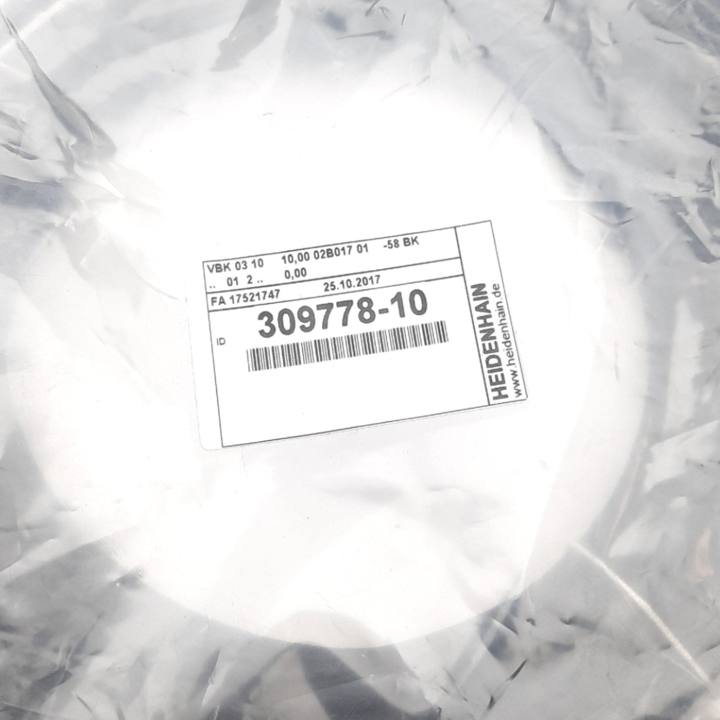 New Heidenhain 309778-10 Cable, M23 17-Pin Female to Flying Leads, 10m Length