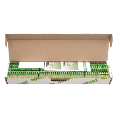 New Lot of 50 Wago 281-907 Ground Terminal Blocks, 2-Conductor, 28-12AWG, DIN Rail