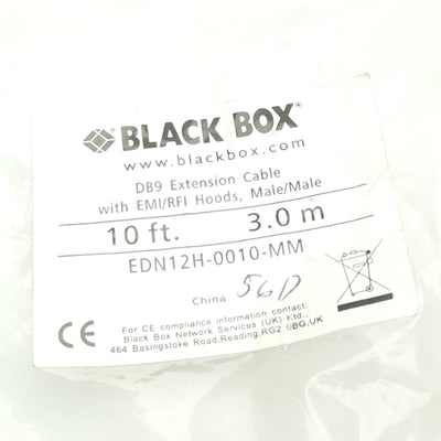 New Black Box EDN12H-0010-MM RS-232 Cable, DB9 Male to Male, 3 Meters Length