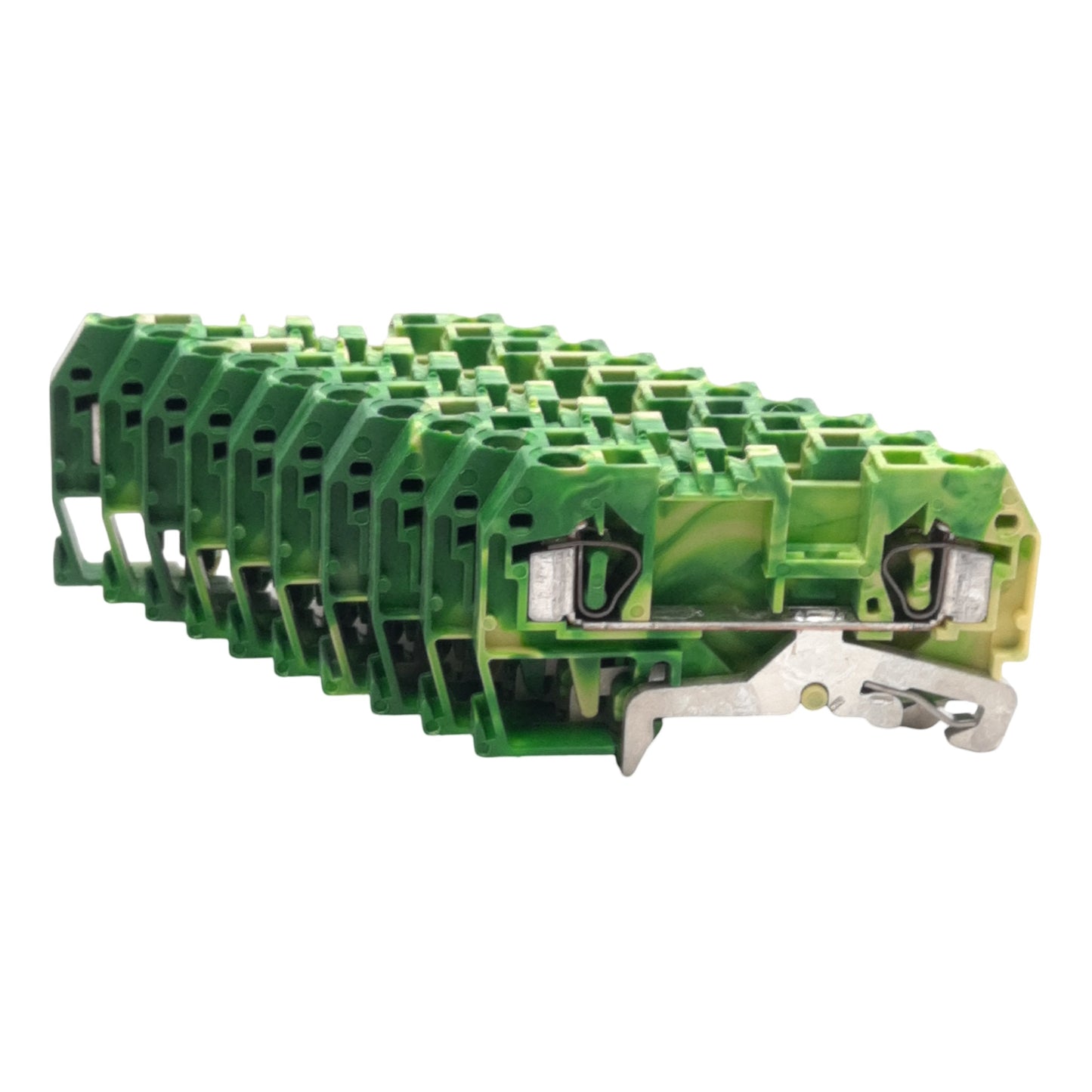 New Lot of 10 Wago 281-907 Ground Terminal Blocks, 2-Conductor, 28-12AWG, DIN Rail