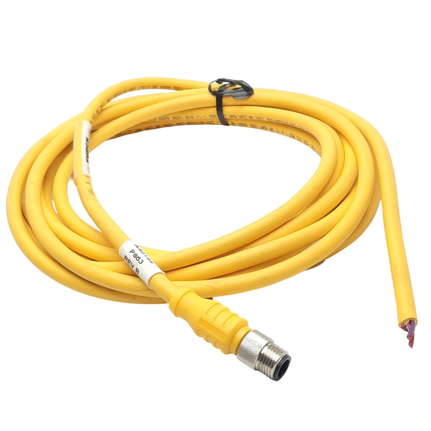 Used Turck SBE 5T-8 Single-ended Cordset, 5-Pin 1/2in-20 UNF Male, 250V 4A, 8m