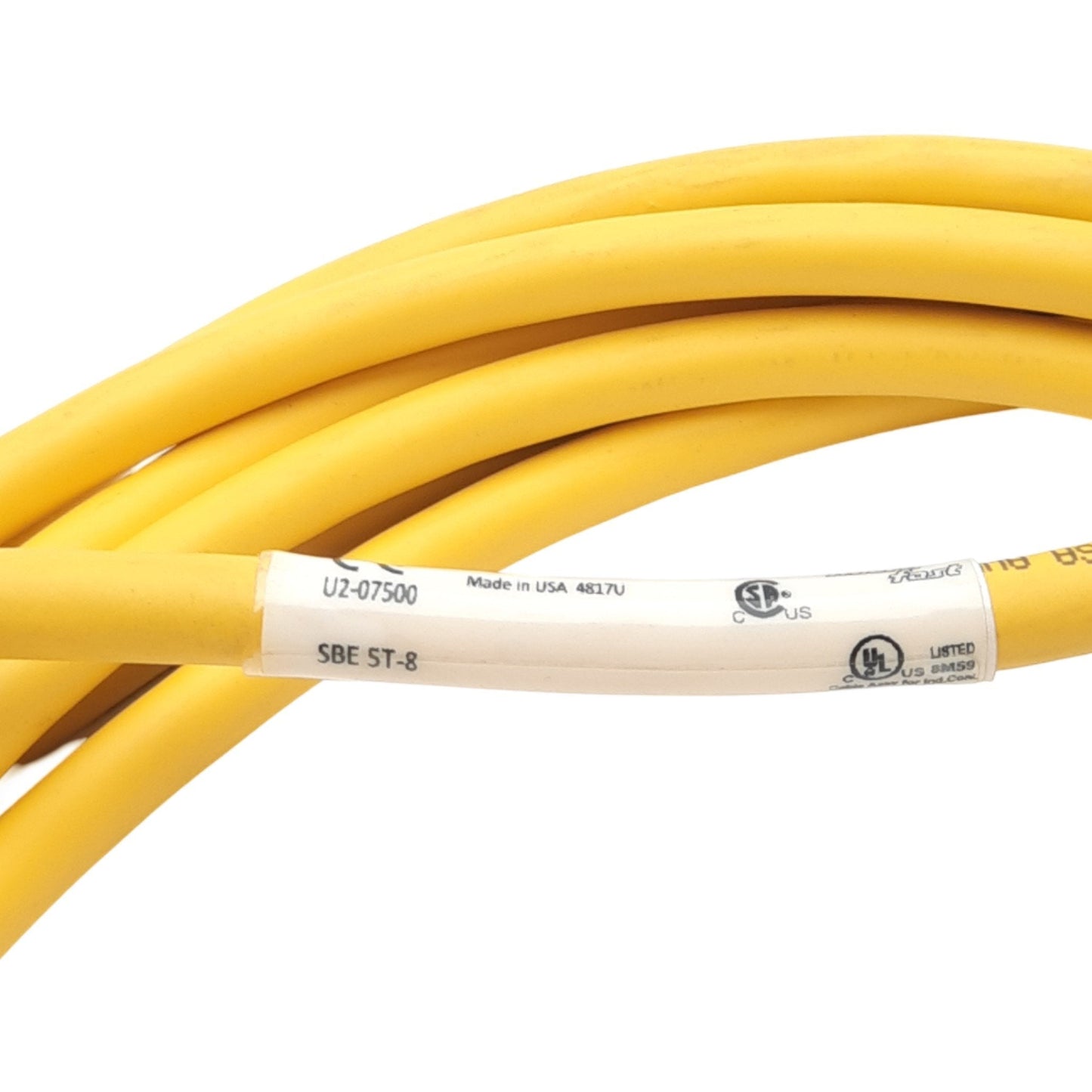 Used Turck SBE 5T-8 Single-ended Cordset, 5-Pin 1/2in-20 UNF Male, 250V 4A, 8m