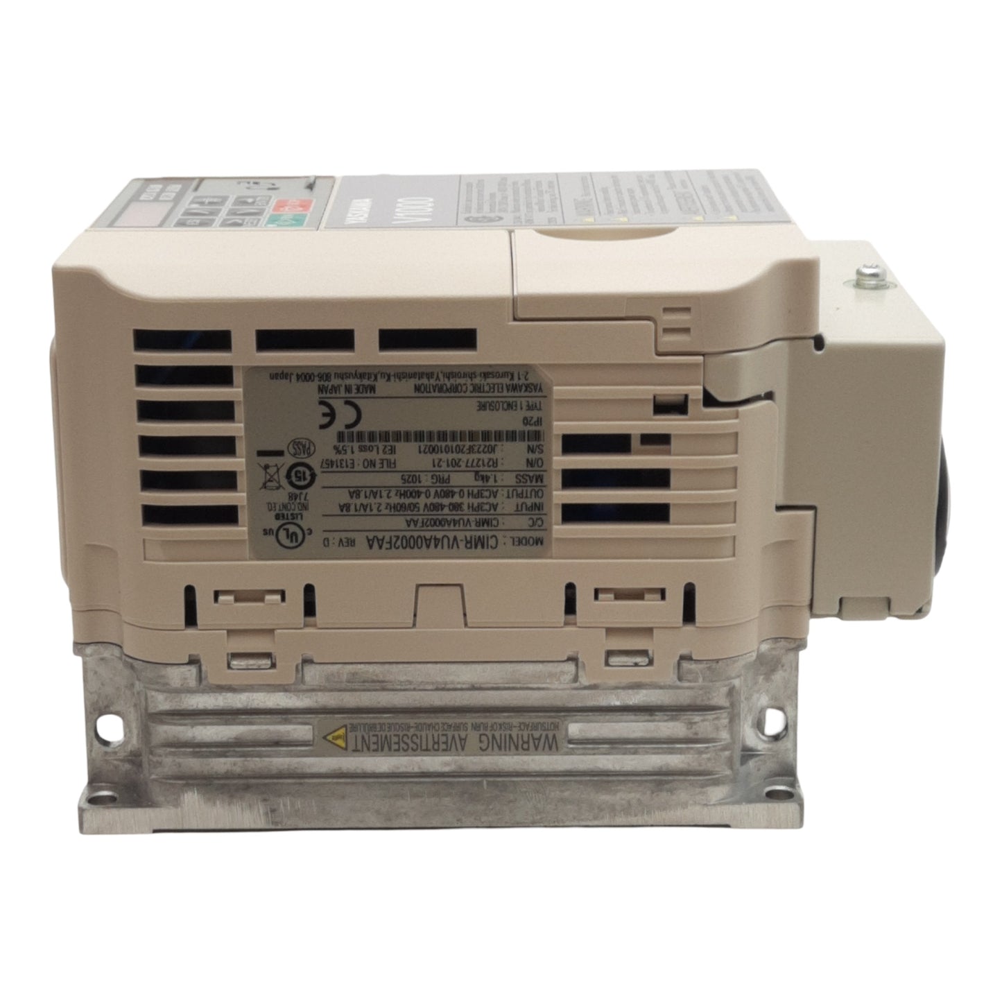 New Yaskawa CIMR-VU4A0002FAA Rev D AC Drive, 3Ø, 380-480VAC In, 0-480VAC 0-400Hz Out