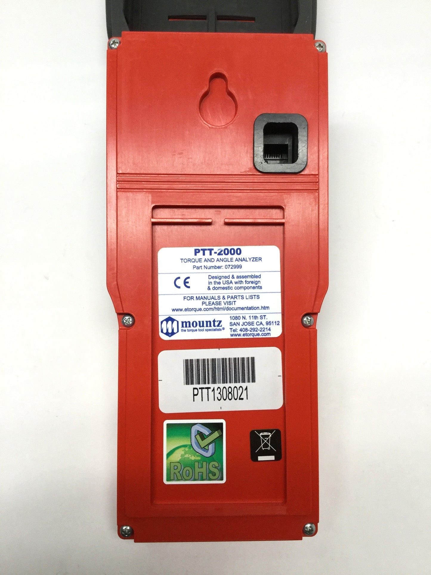 Used Mountz PTT-2000 Hand-Held Torque & Angle Analyzer ±0.5-1.0%, D-Sub 15-Pin, 10VDC