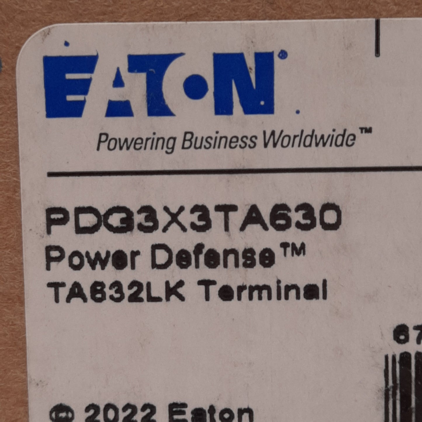 New Eaton PDG3X3TA630 Power Defense Terminal Circuit Breaker Accessory 3-Pole 600A