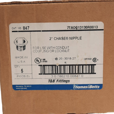 New Thomas & Betts 847 Conduit Chase Nipple, 2 Inch Diameter, For Rigid/IMC