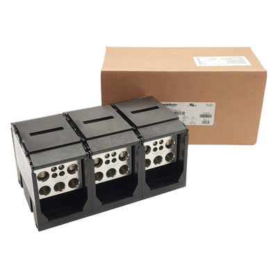 New Marathon 1353706CH Power Distribution Terminal Block w/ Cover, 3-Pole, 600V 950A