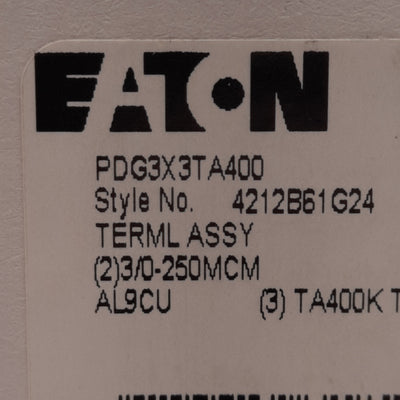 New Eaton PDG3X3TA400 Power Defense Terminal Circuit Breaker Accessory, 3-Pole, 400A
