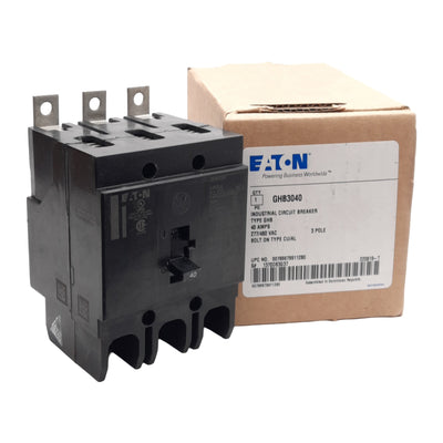 New Eaton GHB3040 Molded Case Circuit Breaker, 3-Pole, 40A, 480Y/277VAC 125/250VDC