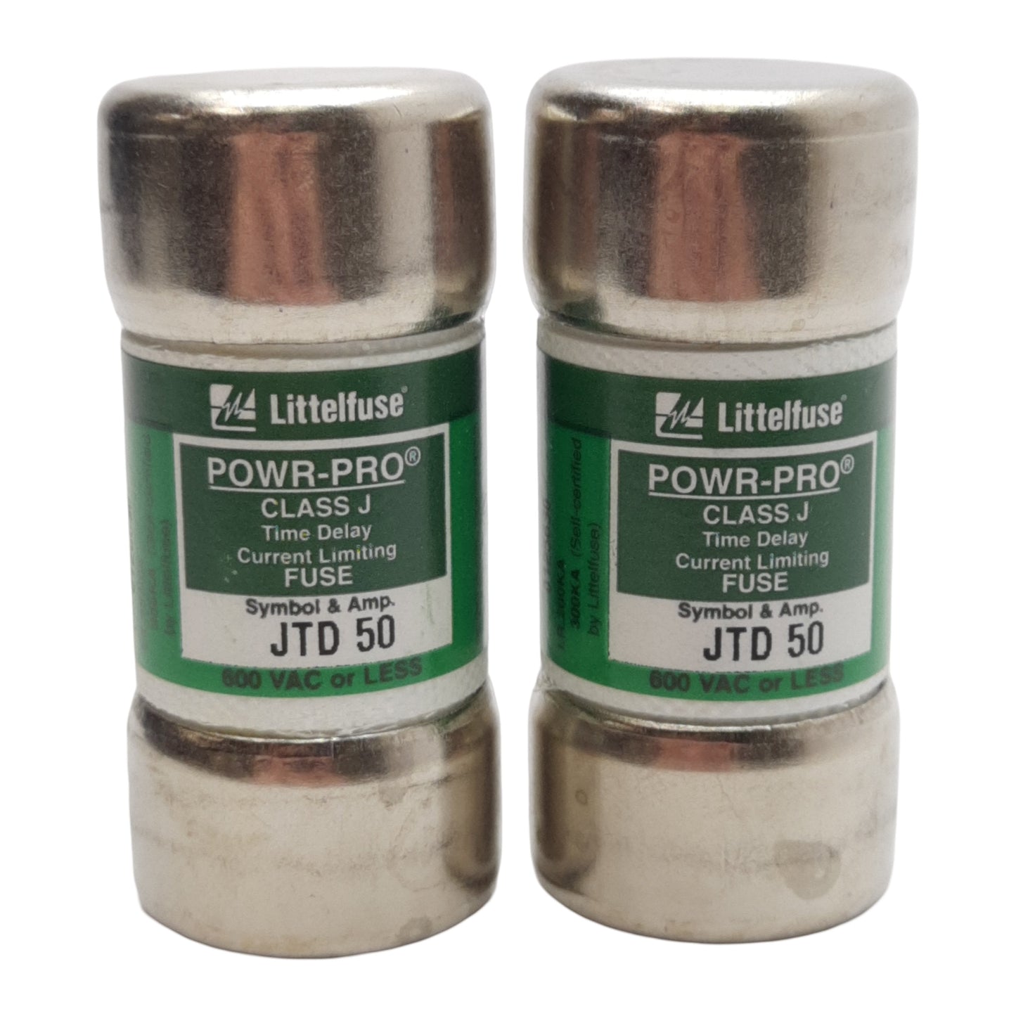 New Lot of 2 Littelfuse JTD50 Power-Pro Time-Delay Fuse, Class J, 50A 600VAC
