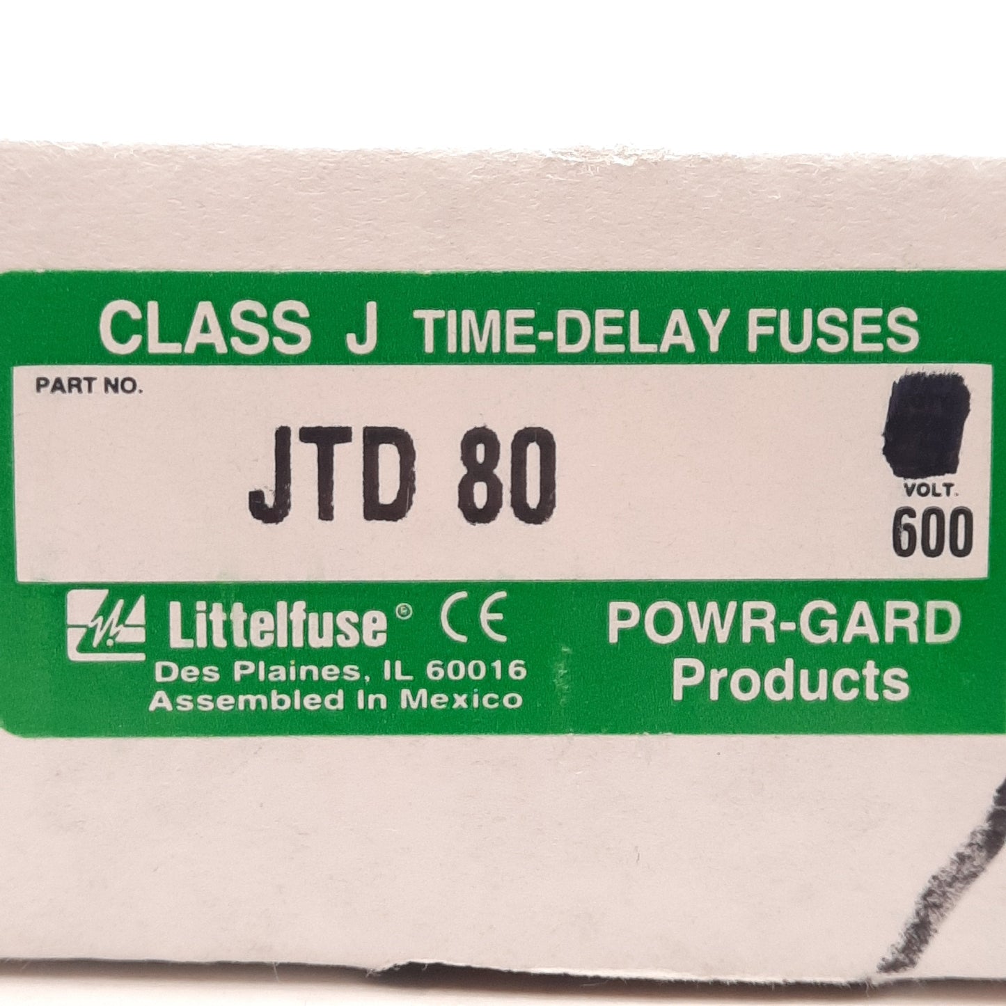 New Littelfuse JTD80 Power-Pro Time-Delay Current Limiting Fuse, Class J, 80A 600VAC